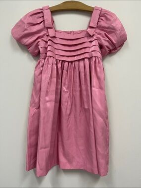 NWT Janie and Jack Shiny Pink Puff-Sleeve Party Dress size 10
